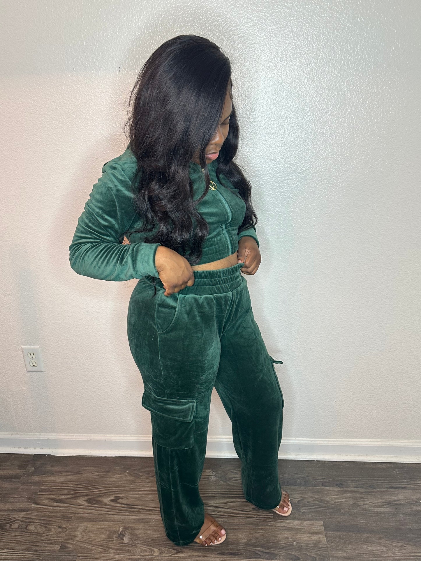 Forest green pants set