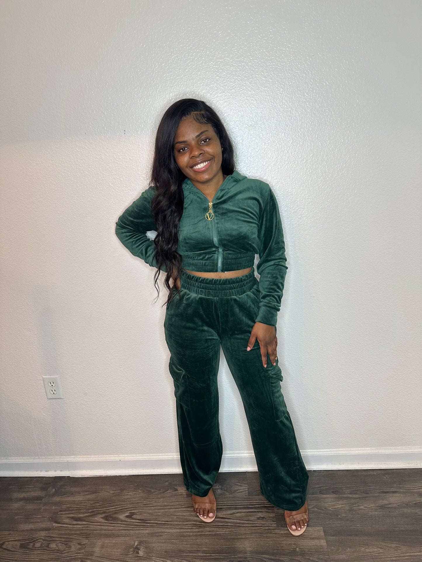 Forest green pants set