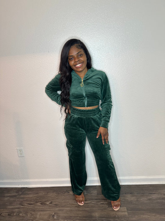 Forest green pants set