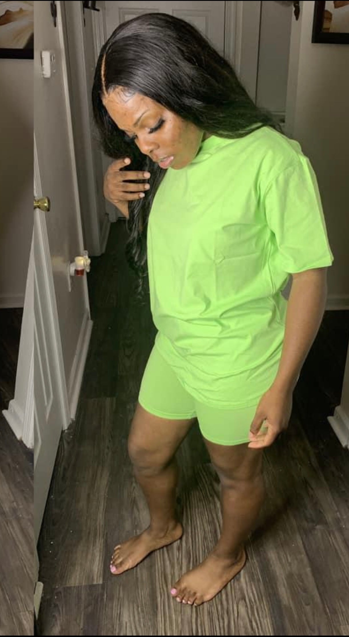 Lime green biker set